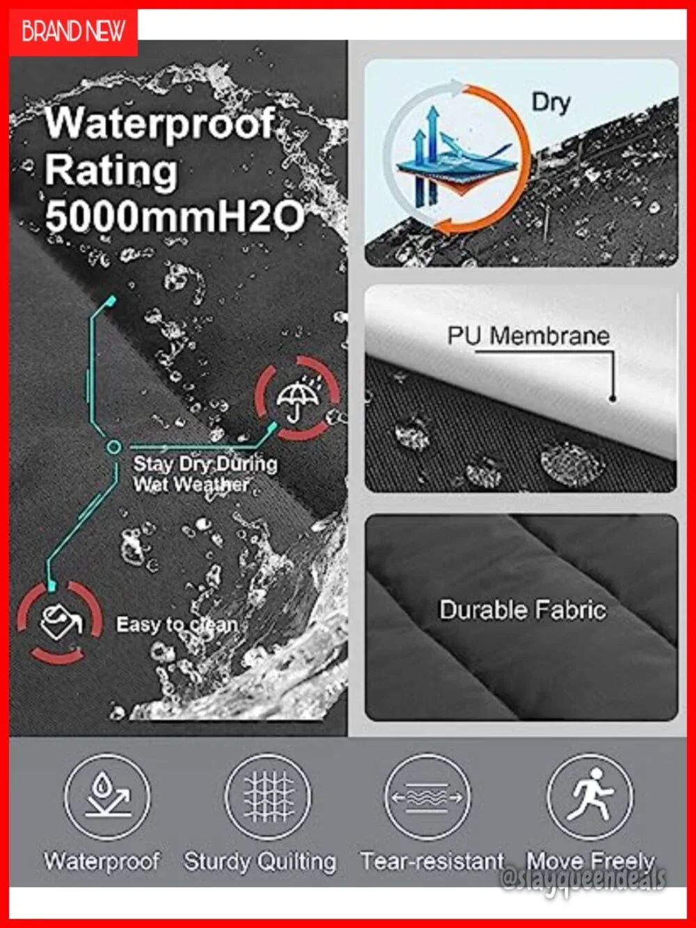 Waterproof Fleece Lined Puffer Jacket with Removable Hood Plus Size